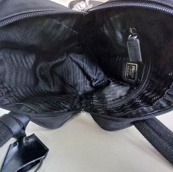 Prada Tessuto, Black Nylon Boston Satchel with Clochette and Combination Lock. - Picture 8 of 13